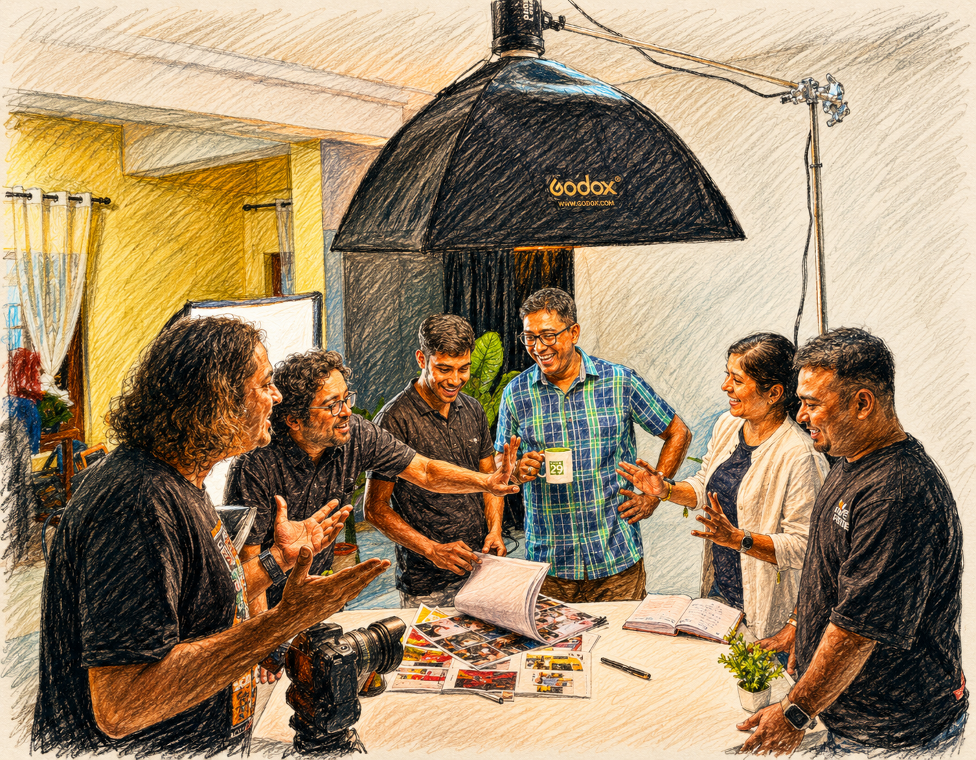 The Page29 team reviewing creative work together